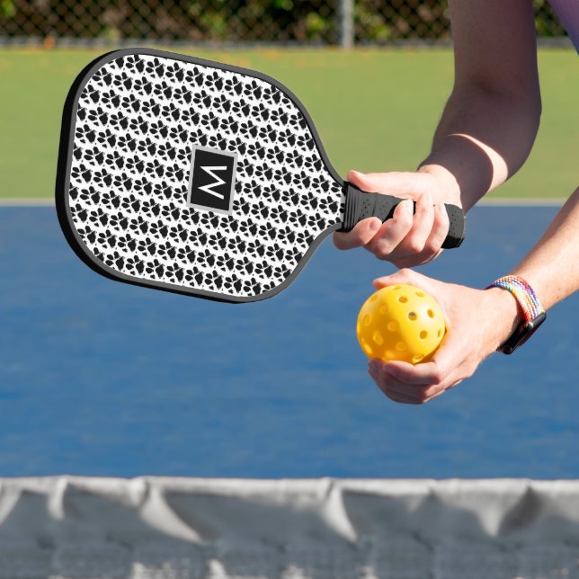 Dog Mum Paw Print Monogram Pickleball Paddle (Insitu)