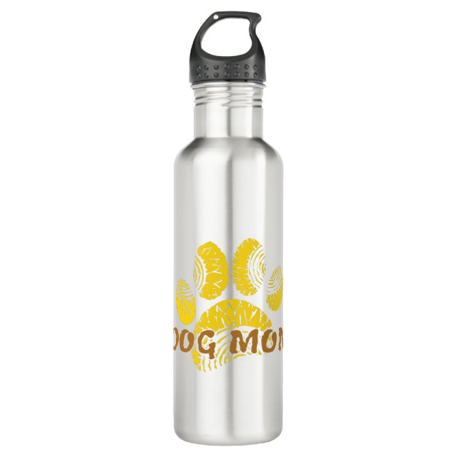 Dog Mum Paw Sunflower Drawing 710 Ml Water Bottle (Front)
