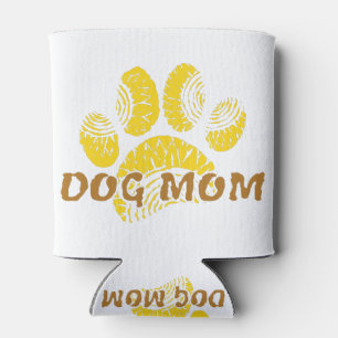 Dog Mum Paw Sunflower Drawing Can Cooler