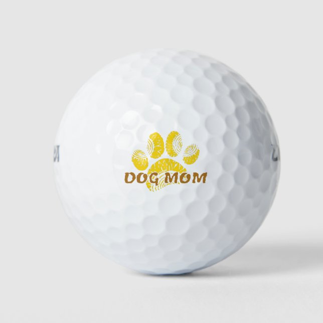 Dog Mum Paw Sunflower Drawing Golf Balls (Front)