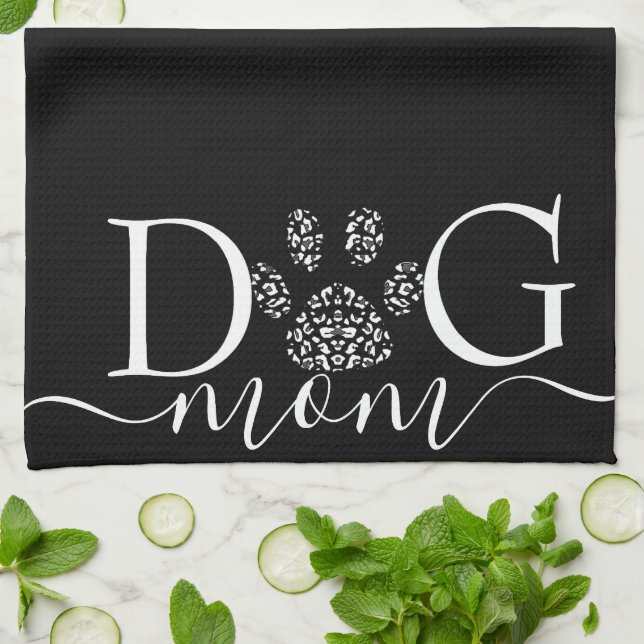Dog Mum pawprint  Tea Towel (Folded)