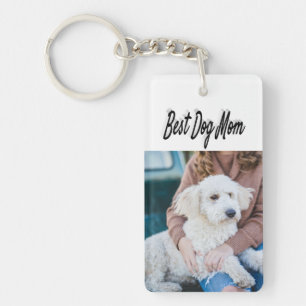 Dog Mum Photo Black text Key Ring