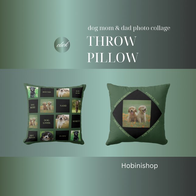 dog mum photo collage  cushion (dog mom & dad photo collage throw pillow)