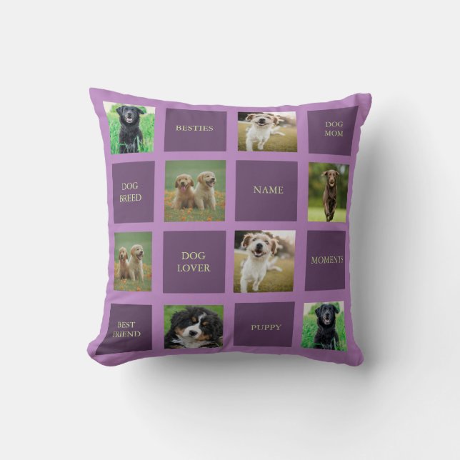 dog mum photo collage  throw pillow (Front)