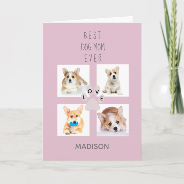 Dog Mum photo college | mothers day Holiday Card (Front)