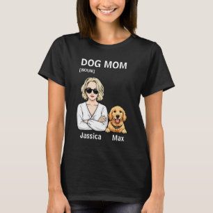 Dog Mum Portrait With Golden Retriever Art T-Shirt