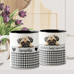 Dog Mum Pug  Two-Tone Coffee Mug