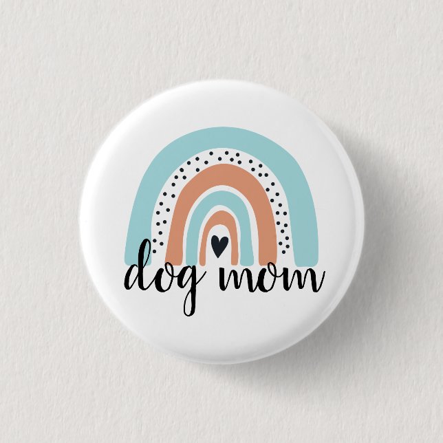 Dog Mum Rainbow Blue Peach 3 Cm Round Badge (Front)
