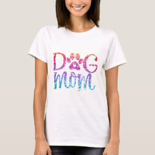 Dog Mum Rainbow Glitter Cute T-Shirt