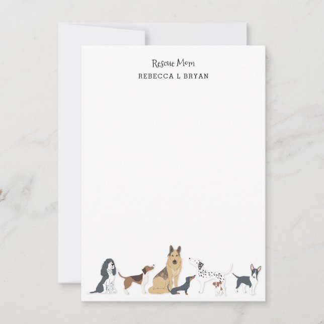 Dog Mum Rescue Mum Dad Dog Breeds Stationery Card (Front)