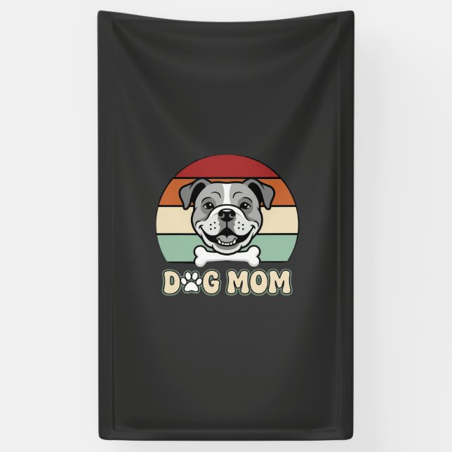 Dog Mum Retro Bulldog Vector Banner (Vertical)