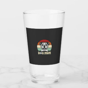 Dog Mum Retro Bulldog Vector Glass
