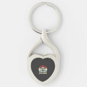 Dog Mum Retro Bulldog Vector Key Ring