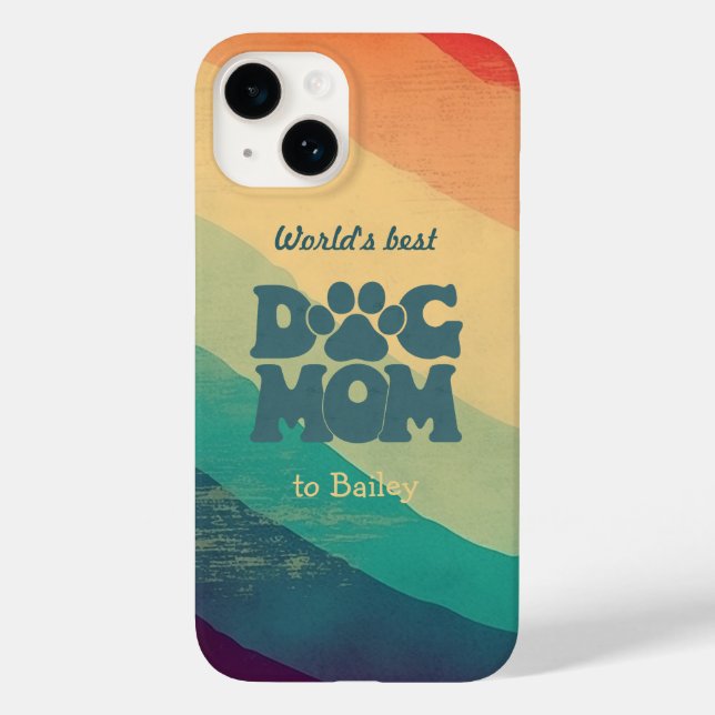 Dog Mum Retro Groovy Personalised Case-Mate iPhone Case (Back)