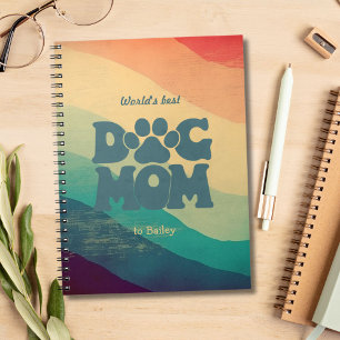Dog Mum Retro Groovy Personalised Notebook