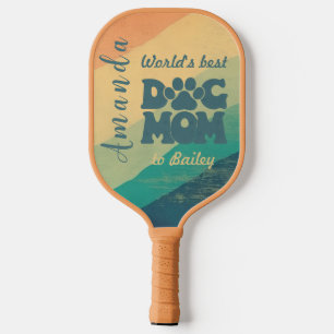 Dog Mum Retro Groovy Personalised  Pickleball Paddle