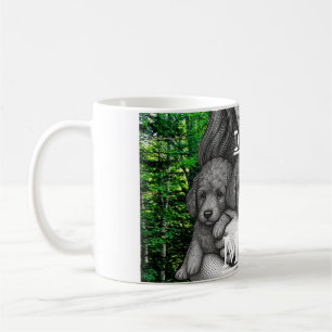 Dog Mum Retro Vintage Woodcut Engraving Poodle Pup Coffee Mug