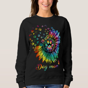 Dog Mum Spiral Dog Paws Prints Tie Dye, Hippie Dog Sweatshirt