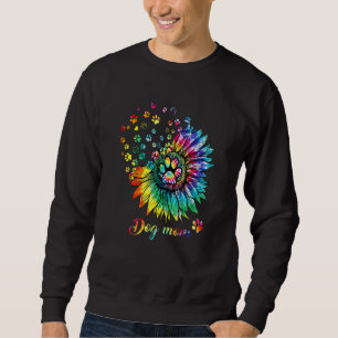 Dog Mum Spiral Dog Paws Prints Tie Dye Hippie Dog Sweatshirt