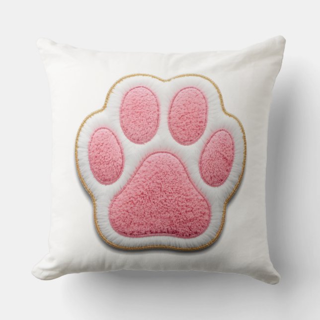 Dog Mum Throw Pillow | Embroidered Heart Paw Print (Front)