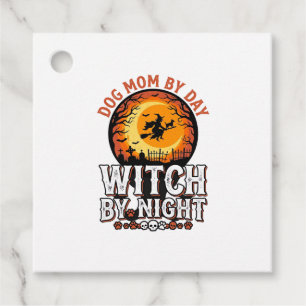 Dog Mum Witch By Night Vintage Halloween Shirt_1 Favour Tags
