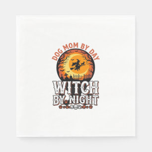 Dog Mum Witch By Night Vintage Halloween Shirt_1 Napkin