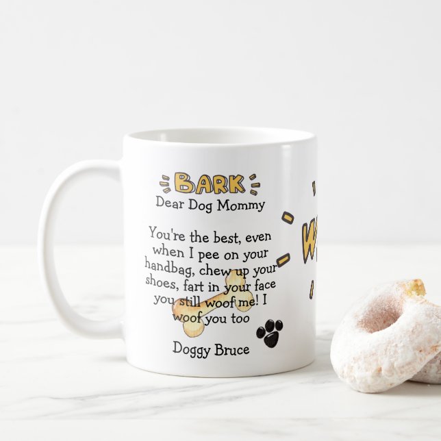 Dog Mummy Funny Cute Mug Personalised Gifts Moms (With Donut)