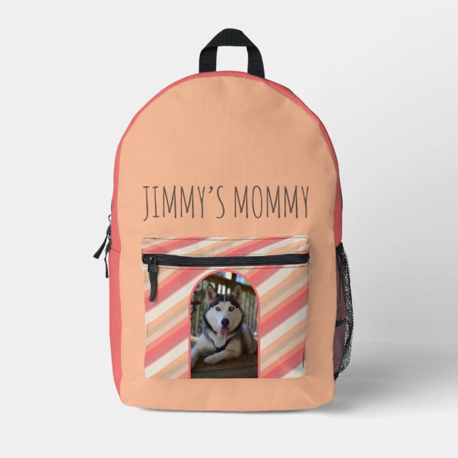 Dog Mummy Peach Arch Photo  Printed Backpack (Front)
