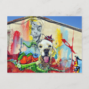 Dog Mural Graffiti Postcard
