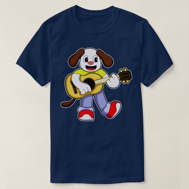 Dog Music Guitar T-Shirt (Design Front)