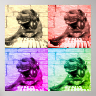 Dog musical art four image split poster