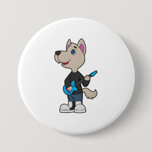 Dog Musician Guitar Music 7.5 Cm Round Badge