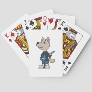 Dog Musician Guitar Music Playing Cards