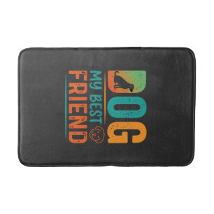 Dog My Best Friend Retro Design Bath Mat