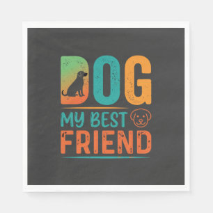 Dog My Best Friend Retro Design Napkin