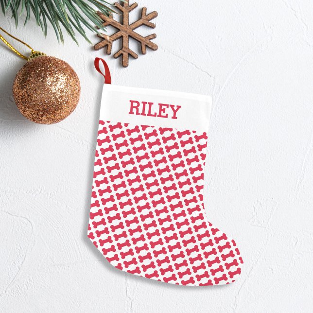 Dog Name Red Dog Bone Personalised Christmas Small Christmas Stocking (Creator Uploaded)