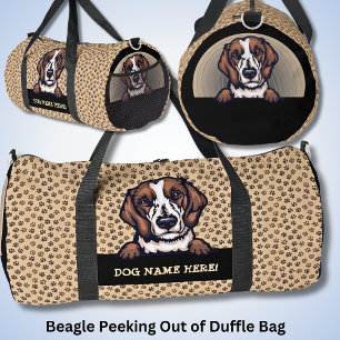 Dog Name, Your Name, Beagle + Paws Duffle Bag
