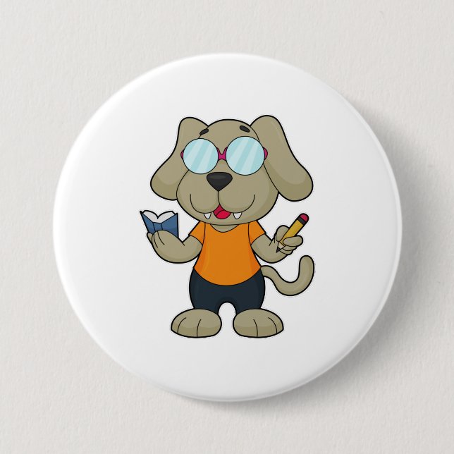 Dog Nerd Book Glasses 7.5 Cm Round Badge (Front)