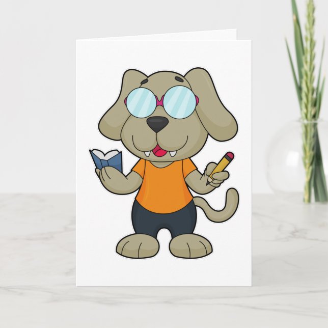 Dog Nerd Book Glasses Card (Front)