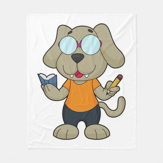 Dog Nerd Book Glasses Fleece Blanket (Front)