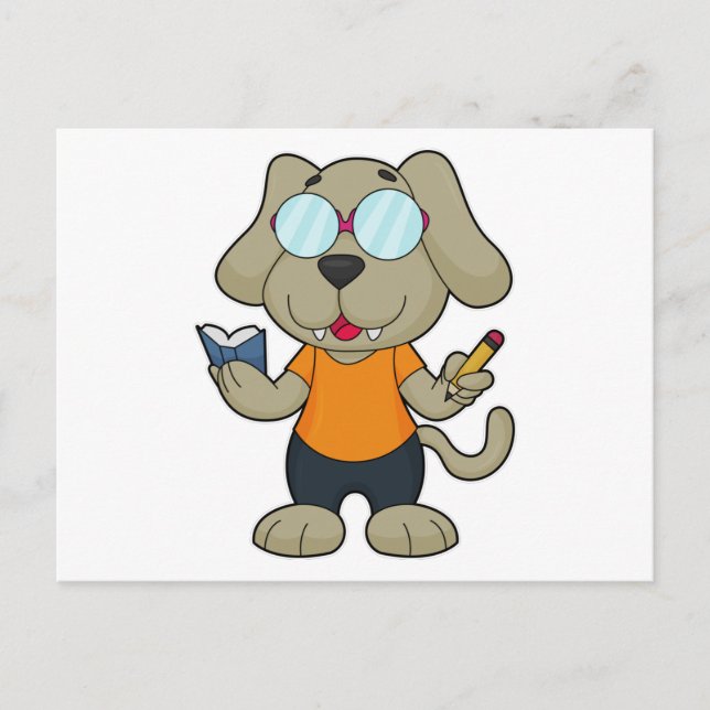 Dog Nerd Book Glasses Postcard (Front)