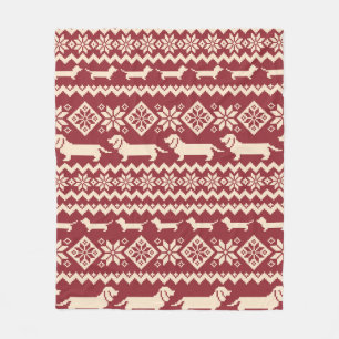 Dog Nordic pattern illustration Fleece Blanket