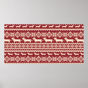 Dog Nordic pattern illustration Poster