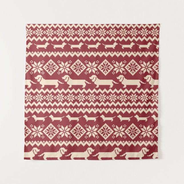 Dog Nordic pattern illustration Tapestry (Front)