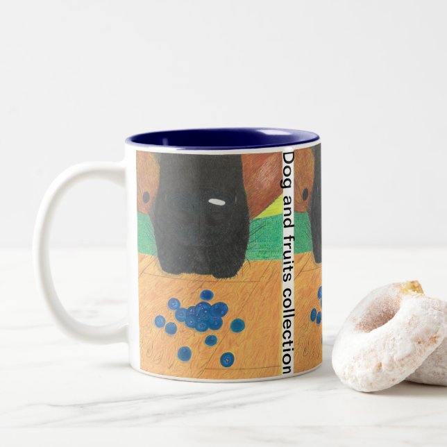 Dog nose and bluberry Two-Tone coffee mug (With Donut)