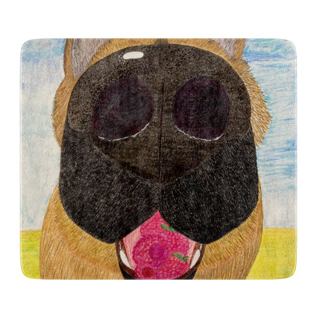 Dog nose and raspberry cutting board (Front)