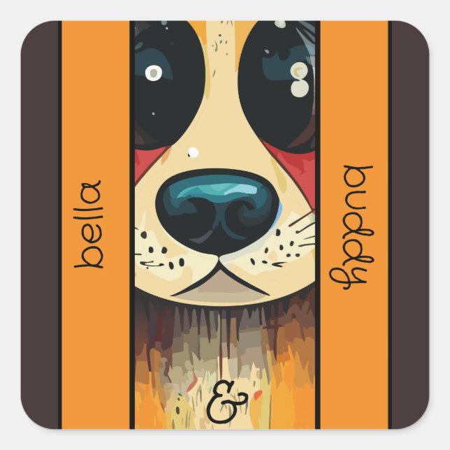 Dog Nose Square Sticker (Front)