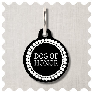 Dog of Honour Black and White Dog Pet ID Tag