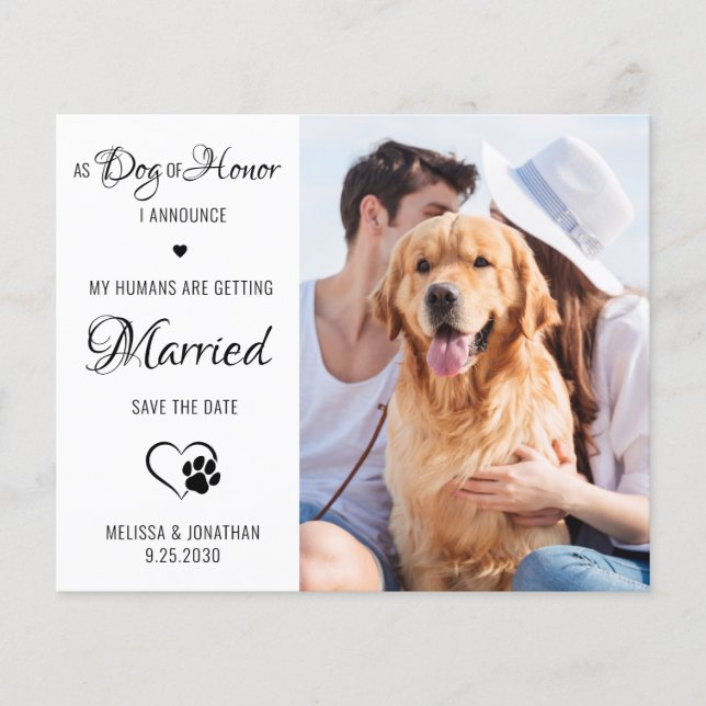 Dog Of Honour Pet Photo Dog Save The Date Cards (Front)