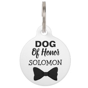Dog of Honour pet wedding black bowtie Tag